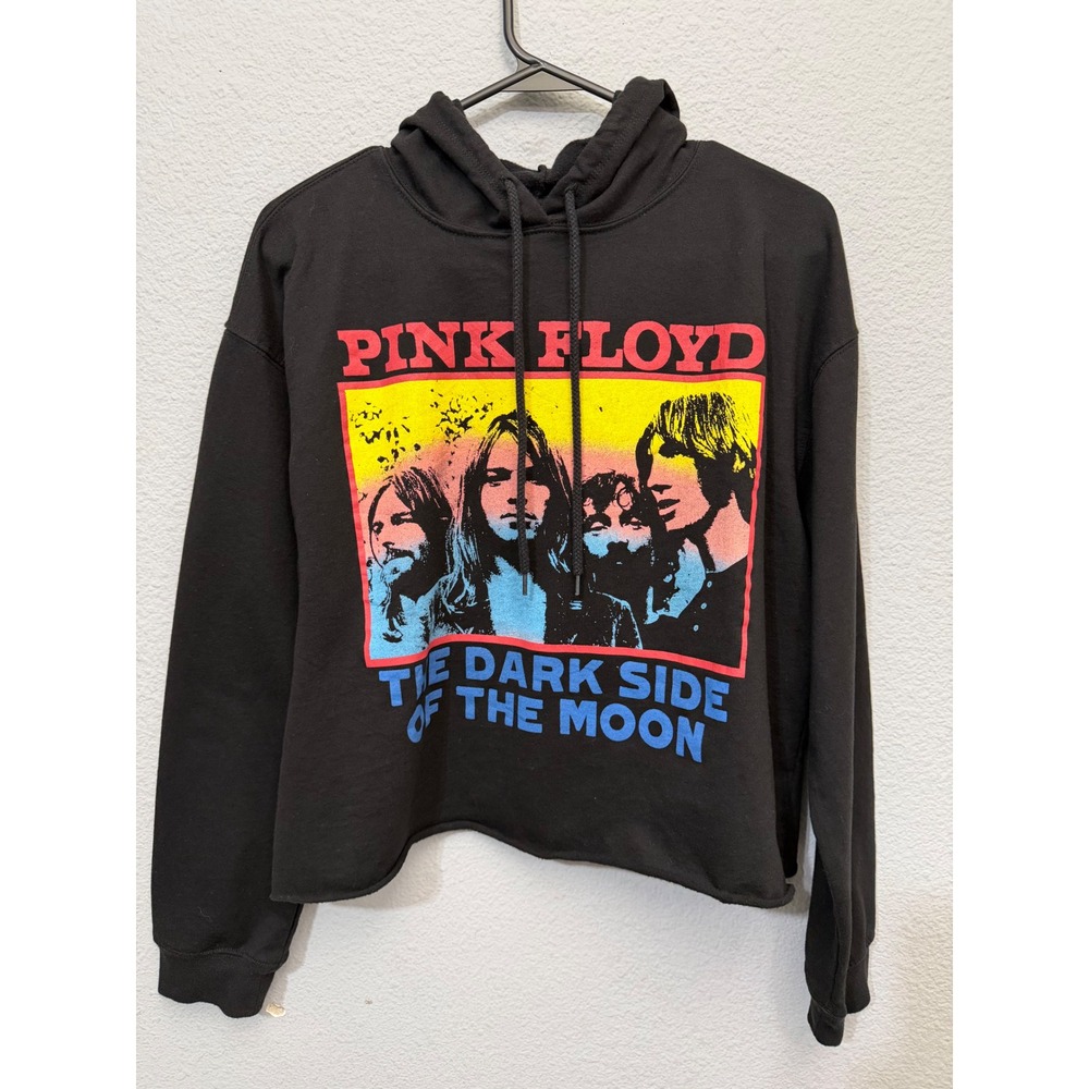 Pink Floyd Sweater M Women Dark Side of the Moon Black Cropped Graphic Hoodie
